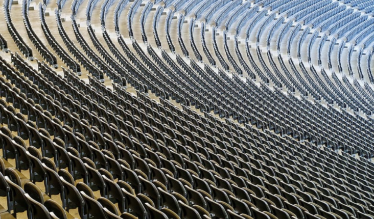 Many seats in a stadium